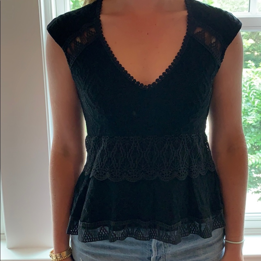Nanette Lepore Black Lace Top Size 2
